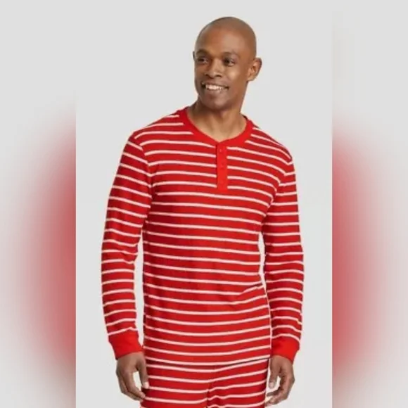 Target Wonder Shop XXL Mix & Match Men's Sleep Top Red Stripe Waffle Knit NWT - Picture 1 of 4